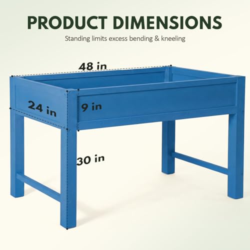 PASAMIC Raised Garden Bed with Legs, 48" HIPS Sturdy Elevated Planter Box - color: Blue, size: 48x24x30in