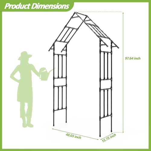 Garden Arch Trellis -48" L *98" H,Gothic Abor Trellis with Reinforced Frame - size: 48(L)*98(H)*16(W)inch-20MM