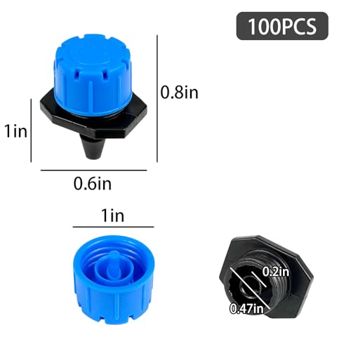 100Pcs Drip Irrigation Emitters,Adjustable Irrigation Drippers Sprinklers - color: Blue-100pcs