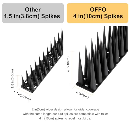 OFFO Bird Spikes Pigeon Outdoor Spikes for Cat Keep Birds Raccoon Woodpecker Away Covers 4 Feet(1.2m), Black - color: Black, size: 4 Feet