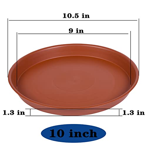 6 Pack of 10 inch Plant Saucer, Heavy Duty Plastic Pot Saucer 10" Round, Planter Tray for Pots, Plant Saucers for Indoors, Pot Trays for Planter 8"/9"/10" (10 inch, Terracotta) - size: 10" (6 pack)