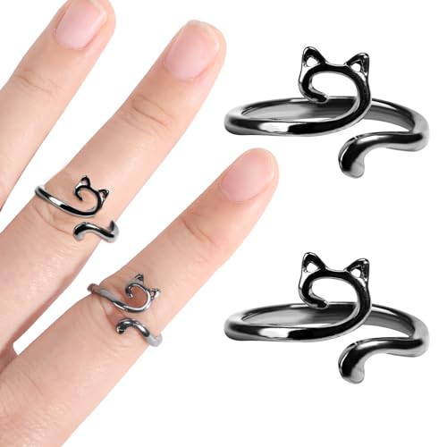 Namifin Crochet Ring for Fingure Adjustable Crochet Tension Ring Yarn Tension Rings Easy Crocheting Crochet Accessories Mother Grandma Thanksgiving Presents - color: Mysterious Crochet Cat Ring