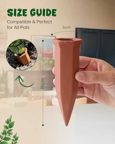 Plant Watering Devices, Self Watering Spikes, Self Watering Planter Insert, Terracotta Watering Spikes, Plant Watering Spikes, Vacation Plant Watering Devices, Water Plants While Away - color: Terracotta - 2 Pcs (Pack of 1)