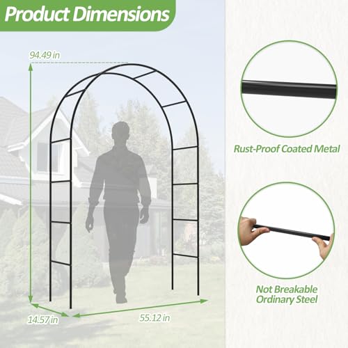 Garden Arch Trellis for Climbing Plants Outdoor - 94.5" H*55" L - size: 94.5"(H)*55"(L)*7.7"(W)