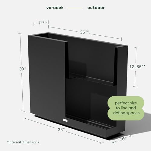 Veradek Block Series Span Planter - Tall Rectangular Outdoor Planter - color: Black, size: Medium - 2 Pack
