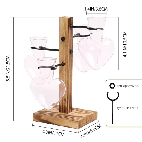Plant Terrarium Propagation Stations with Wooden Stand - color: Pink