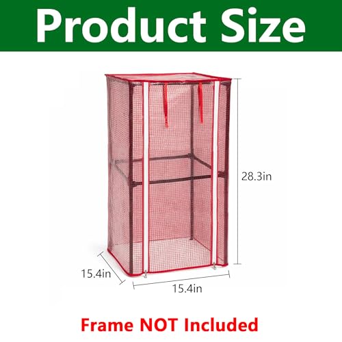 28.3" x 15.4" x 15.4" Tomato Cages Plant Greenhouse Cover, PE Tomatoes Red Greenhouse with Zipper Door, Tomato Trellis Plant Support Protector Cover for Garden Climbing Plants (NO Frame Included) - color: 28.3 x 15.4 x 15.4 inch