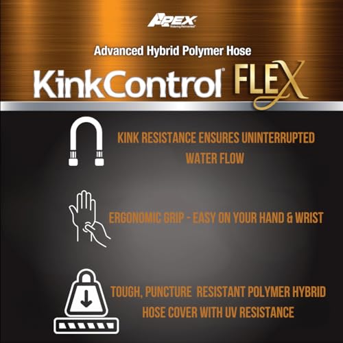 Kink Control Flex Advanced Hybrid Hose - 50 Ft Outdoor Hose, 40% Lighter, Ultra Flexible, Easy to Maneuver, Neverkink Technology, Durable Construction - size: 5/8" x 50 ft, style: Flex