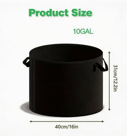 1pcs Grow Bags 10 Gallon, Heavy Duty Fabric with Handles,Black - color: Blck