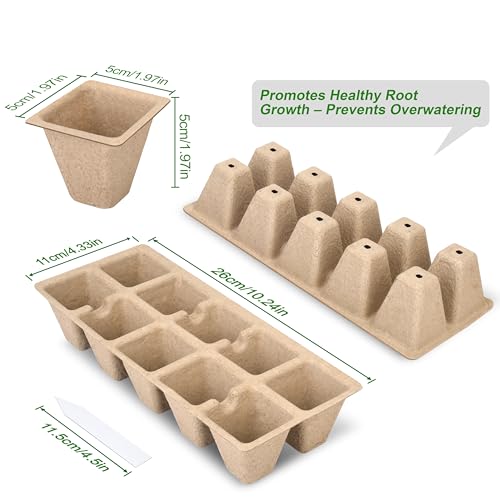 200 Cells Peat Pots, Seed Starter Trays Planting Trays for Seedlings