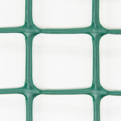 Heavy-Duty Plastic Mesh Netting, Green, 35.4 x 197 in (90cm x 5m), 25mm Grid, Recycled Plastic, Cut-to-Size, Multi-Purpose for Gardening & Fencing - size: 0.98 in (25mm)