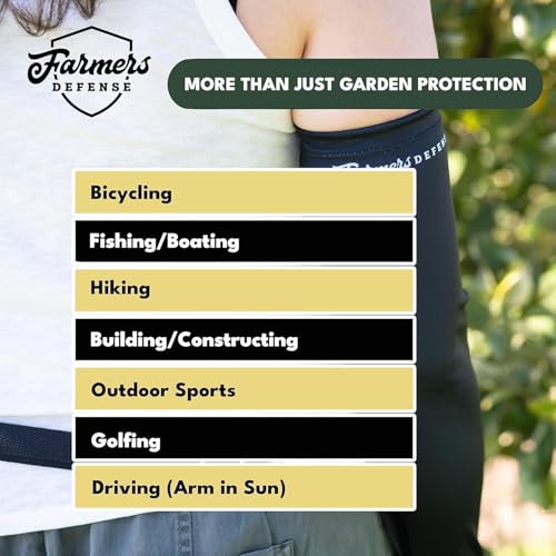 FARMER'S DEFENSE Gardening Arm Sleeves|UV Cooling Protective Sleeve Women & Men|Anti-Scratch Cover Sun UPF Outdoor Protection - Heather Blue - SM - color: Heather Blue, size: Small-Medium
