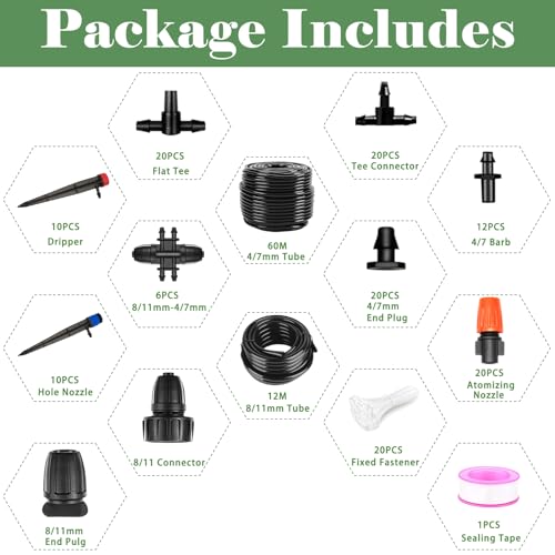 200FT+40FT Drip Irrigation System, Garden Watering System