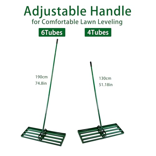 Heavy Duty Rolling Lawn Aerator, Push Spike Soil Aerator with 3-Piece Long Steel Handle, Galvanized Steel Q235 Garden Yard Lawn Soil Loosening Tool for Lawn Grass Aeration Maintenance Silver (green2) - color: green2