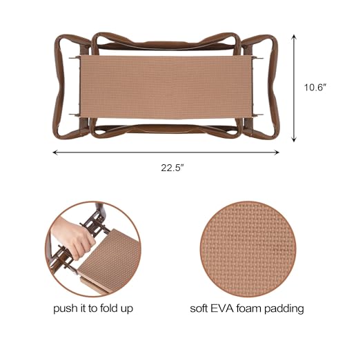 LUCKYERMORE Garden Kneeler and Seat Folding Kneeling Bench Stool with Tool Pouches Soft EVA Foam for Gardening,Asiento Garden Kneeler,Brown