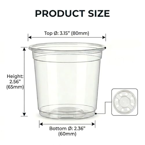 200 Pack 3 Inch Clear Nursery Pots with Drainage Holes
