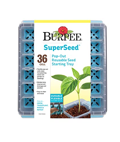 Burpee 36 & 8 Cell Seed Starting Trays | Reusable Indoor Vegetable, Flower & Herb Garden Kit | Flexible Silicone Cells for Reduced Transplant Stress