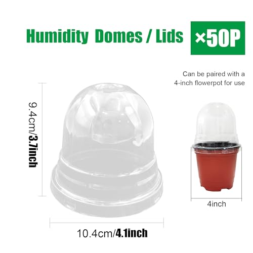 RooTrimmer 50 Pack Clear Plant Pot Domes, Transparent Seedling Domes Compatible with 4 Inch Seed Starter Pots for Indoor Outdoor Gardening(50Pcs, Clear) - color: Clear Plant Pot Domes-50p, size: 4Inch