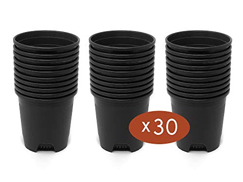 Wholesale Bulk Nursery Pot 4.5 Inch Black Plastic Planters 30-Pack 0.35 Gallon Pots for Outdoor Indoor Plants Gardening Flower with Drainage Holes - color: Black, size: 30-Pack 0.35 Gal