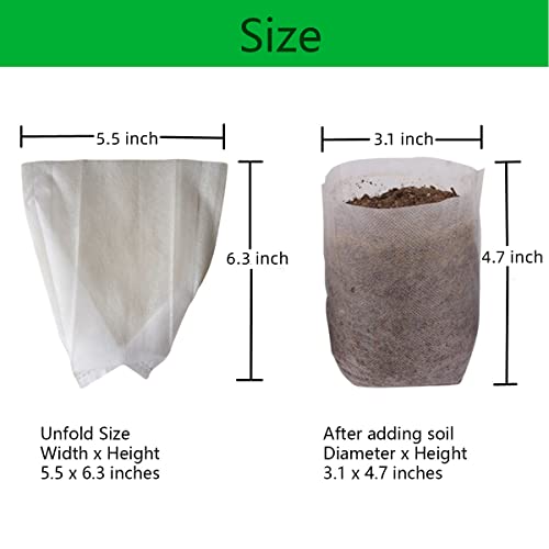 gardtree 1/8 Gallon 400PCS 5.5×6.3 Inch Breathable Plant Grow Bags - Non-Woven Plant Nursery Bags for Seed Starting, Indoor/Outdoor Vegetables, Herbs & Flowers | Easy Transplant, Space Saving - color: White, size: 5.5"x6.3"/400PCS