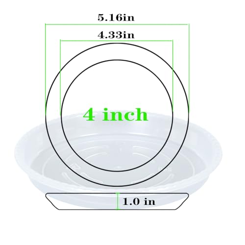 OVZILKI Plant Saucer 6 Pack of 4 6 8 10 12 14 16 inch, Clear Plastic Flower Plant Pot Saucer, Heavy Duty Plant Drip Trays Saucers for Indoor, Plant Water Tray for Planters (4", Clear) - color: Clear, size: 4" - 6 Pack