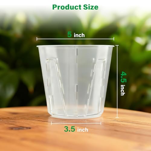 Bluepro 5 Inch Side-Open Orchid Pots 12 Pack, Plastic Nursery Planters with Detachable Side Walls for Easy Repotting, Breathable Slotted Flower Pots with Drainage for Root Health - size: 5 Inch-12Pcs