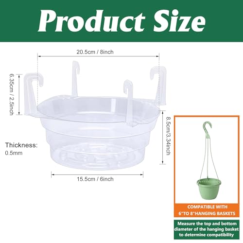 Adnee 15 Pcs 8 Inch Hanging Plant Water Catcher-Clear Plastics Plant Water Catcher Tray-Hanging Plant Saucers Drip Pans for Indoor Outdoor Hanging Basket Flower Pot - color: 8 Inch
