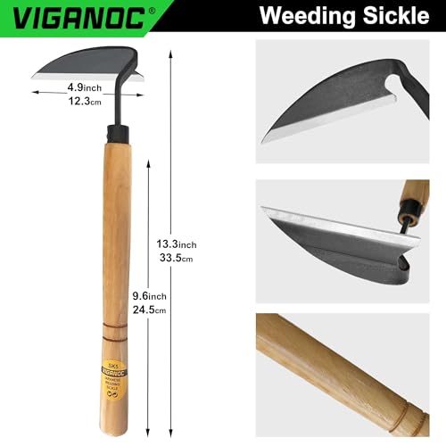 Japanese Wide Blade Garden Tool - Premium Quality Hand Hoes/Weeding Sickle is Very Sharp for Quick Work - size: Long Handle