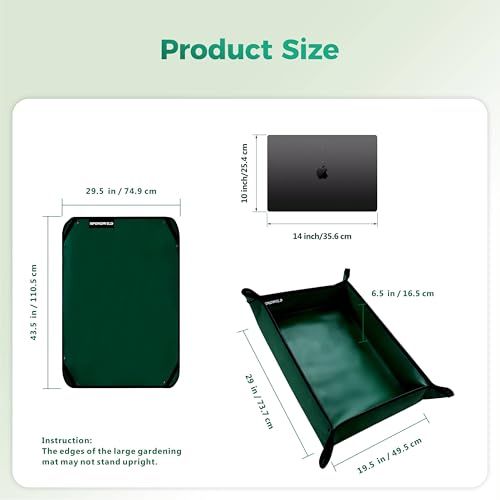 Repotting Mat for Indoor Plants 43.5"x29.5", Unique Gifts for Plant Lovers - color: Dark Green, size: 43.5" x 29.5" x 0.1"