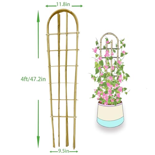 Bamboo Trellis,U-Shape Bamboo Trellis,4Feet,3pack,for Climbing Plants Outdoor Bamboo,for,Climbing Plants,Tomato, Vegetables,Flowers, Beans, Cucumber,Indoor Potted Climb Plants - style: U-Shape,4Ft,3Pack