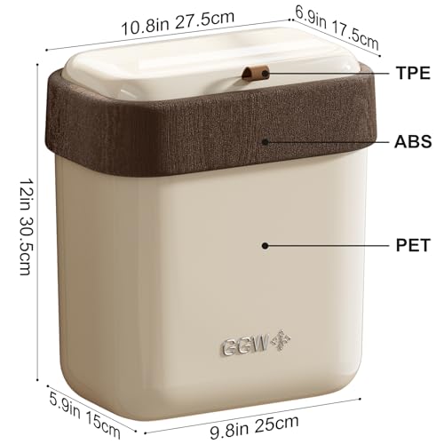 Large 3.9 Compost Bin Kitchen with Lid, Under Cabinet Waste Bin for Kitchen Cupboard, Reusable Waste Container for Office, Bathroom, Bedroom, Cream