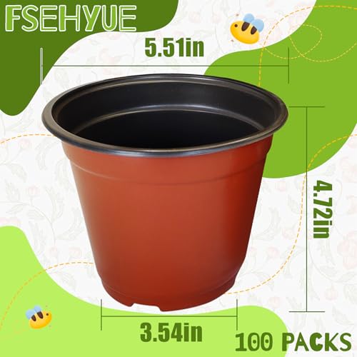 100 Packs 5.5" Plant Nursery Pots Plastic Seedling Starter pot Flower Planter Container Seed Grow Pot with Drainage Hole for Indoor Outdoor Garden Suitable for Succulent Seedling Cutting Transplanting - size: 5.5 Inch