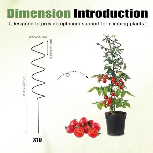 10 Pack Tomato Twist Stake, Spiral Tomato Stakes for Indoor Outdoor, Spiral Garden Stakes for Climbing Plants, Tomatoes, Roses & Garden Vines