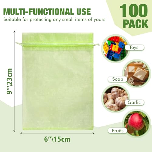 100 Pcs 6×9 Inch Drawstring Fruit Protection Mesh Bags - size: 6*9in-100 Pack