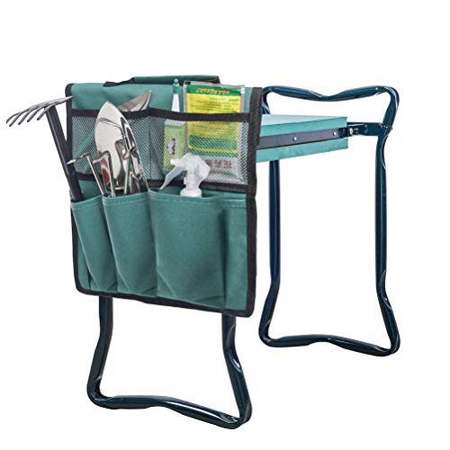 Garden Pouch Foldable Portable Garden Kneeler, Bench Kneeling Bag, Seat Storage Tote Hanging Organizer, Gardening Tools Storage Stool Multiple Storage Pouch (Green), 10180705 - color: Green