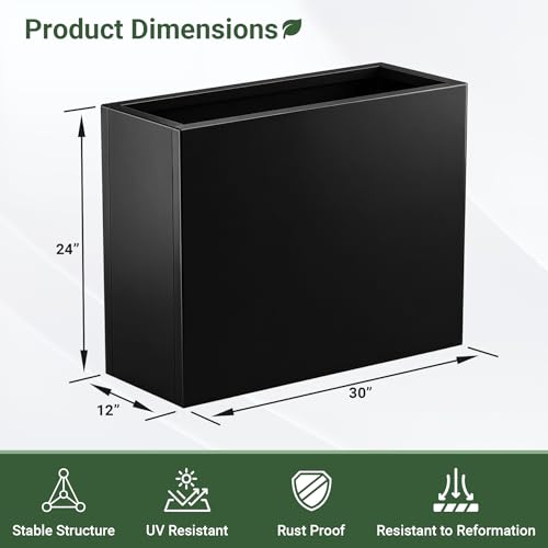 Metal Planter Box 30โ x 12โ x 24โ for Porch, Garden, Patio, Yard - size: 30"L x 12"W x 24"H