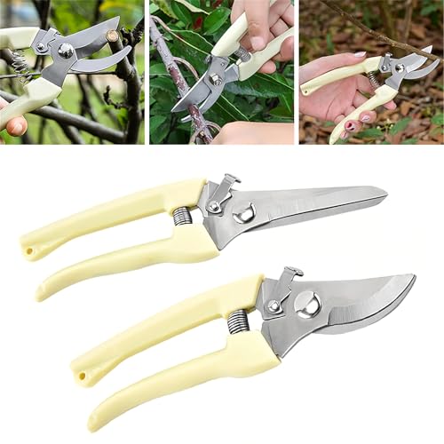 2 PACK Pruning Shears, Stainless Steel Garden Shears, Sharp Handhled Gardening Scissors, Bypass & Straight Blade Garden Clippers for Plants, Flowers, Fruits Trees, Gardening Gifts -Blue - color: Blue