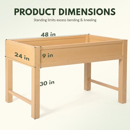 PASAMIC Raised Garden Bed with Legs, 48" HIPS Sturdy Elevated Planter Box - color: Wooden, size: 48x24x30in