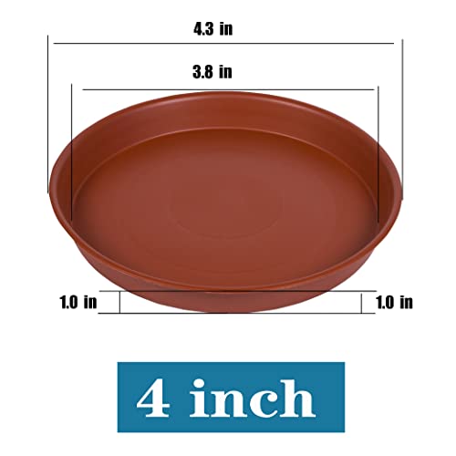 6 Pack of 4 inch Plant Saucer, Heavy Duty Plastic Plant Water Tray 4 inch Round, Pebble Tray, Plant Saucers for Indoors, Plant Dishes Saucer for Planter 3"/4" (4 inch, Terracotta) - size: 4"