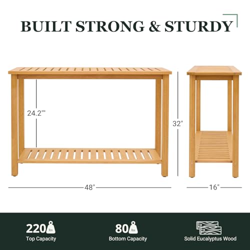 48" Narrow Outdoor Console Table, Sofa Buffet Serving Patio Table - color: Golden