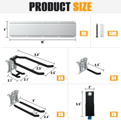 Ultrawall Wall Mounted Garage Tool Organizer, Yard Tool Organizer Rack