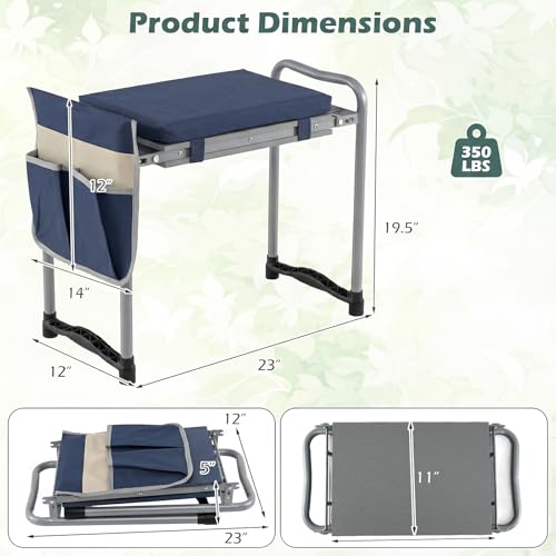 IRONMAX Garden Kneeler and Seat with 15.5" L×11" W EVA Kneeling Pad, Blue - color: Blue, size: 15.5"L×11"W