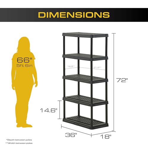 CENTREX 5-Tier Heavy Duty Plastic Storage Shelves for Garage, 2 Pack - style: 5-Tier (2 Pack)