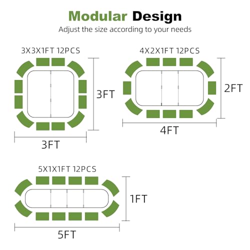 3-in-1 Modular Raised Garden Bed Kit - Adjustable Sizes (4x2x1ft, 3x3x1ft, 5x1x1ft) - Heavy-Duty Galvanized Steel Planter Box with Bracing Rods & Gloves for Vegetables, Fruits, Flowers - color: Green, size: 4×2×1FT