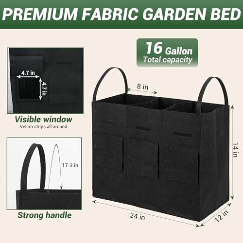 16 Gallon 2 Pack Potato Grow Bags with Harvest Window & Handles