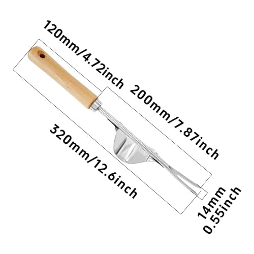 Garden Weeding Tool, V-Shaped Stainless Steel Weed Puller with Ergonomic Wood Handle, Heavy Duty Manual Hand Weeder Fork for Lawn, Farmland & Patio, Deep Root Removal Tool