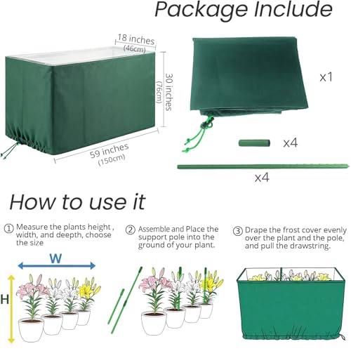 59"L x 18"W x 30"H Rectangular Plant Cover with Clear Top, Frost Protection - size: 59"x18"x30"