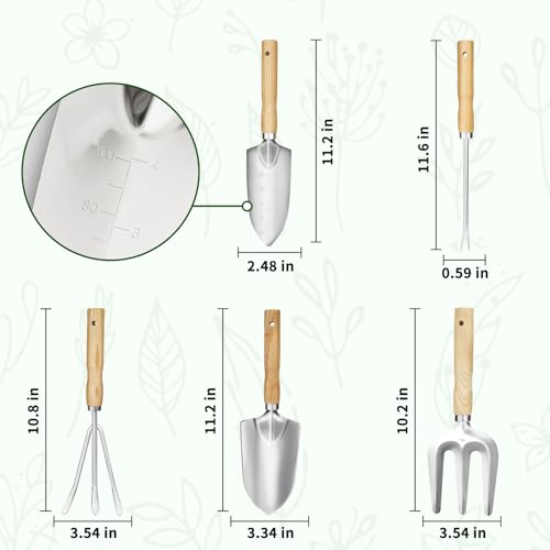 SHIKORI Garden Tool Set,5 Pcs Gardening Tool Set with Weeder Puller