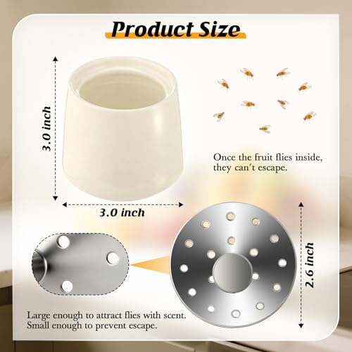 Ceramic Fruit Fly Trap for Indoors (Creamy White, 1 Pack - color: Creamy White