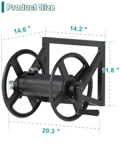 Artigarden Garden Hose Reel Wall Mounted, Outdoor Water Hose Holder Black - color: Black